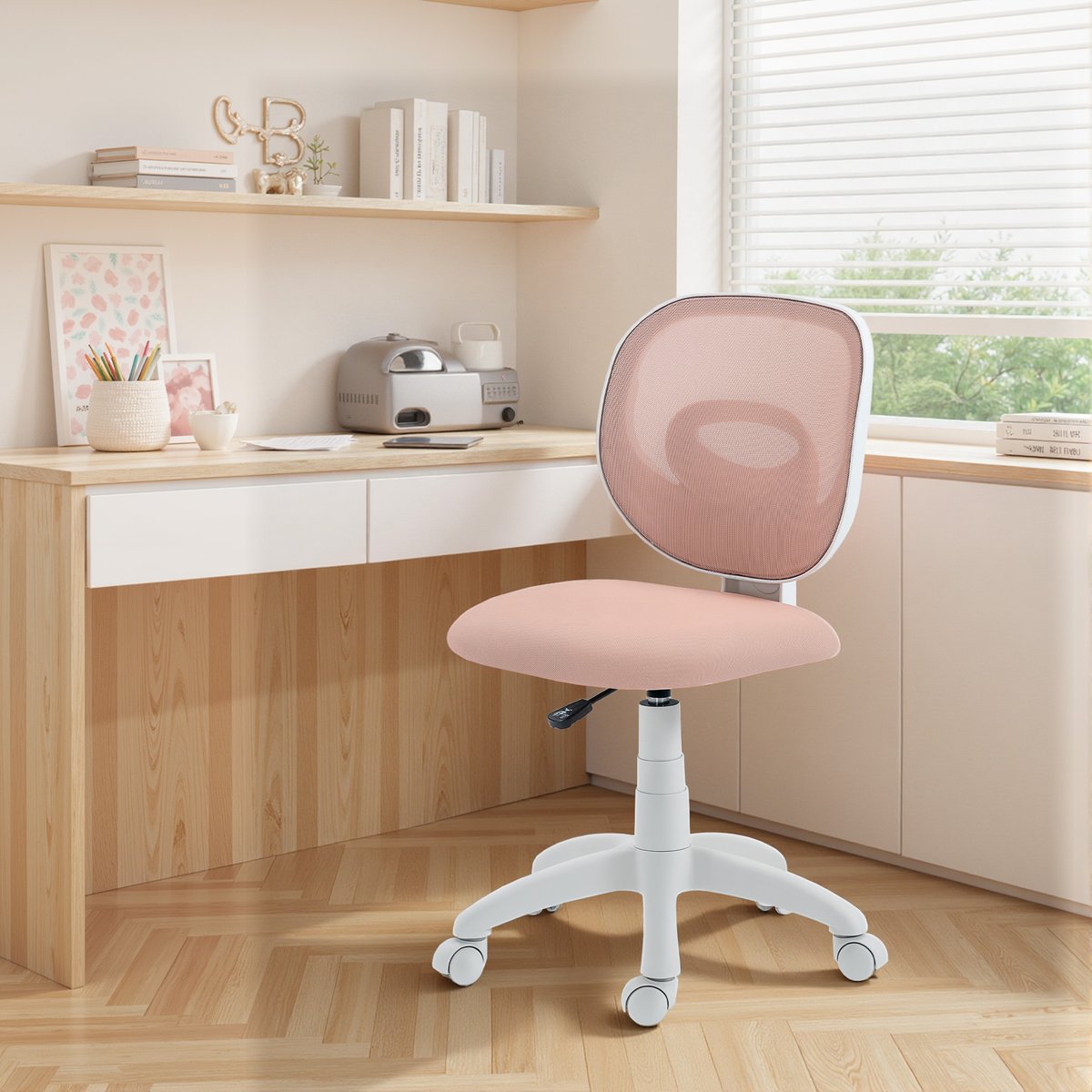 Chaise de bureau Maille (100 % polyester) rose, HOMCOM