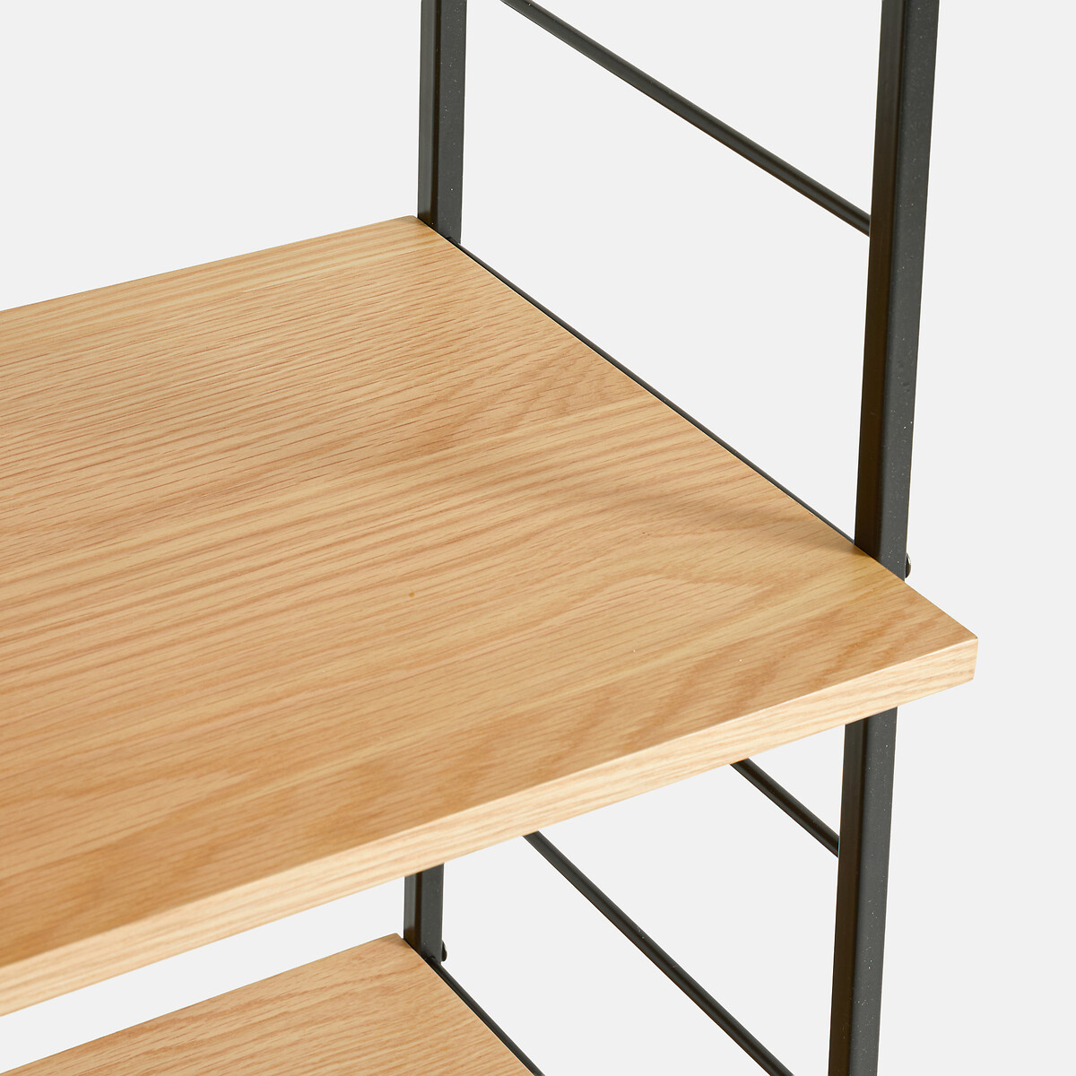 Libreria in rovere impiallacciato e acciaio inossidabile, altezza 190 cm, WATFORD metallo nero/quercia, LA REDOUTE INTERIEURS