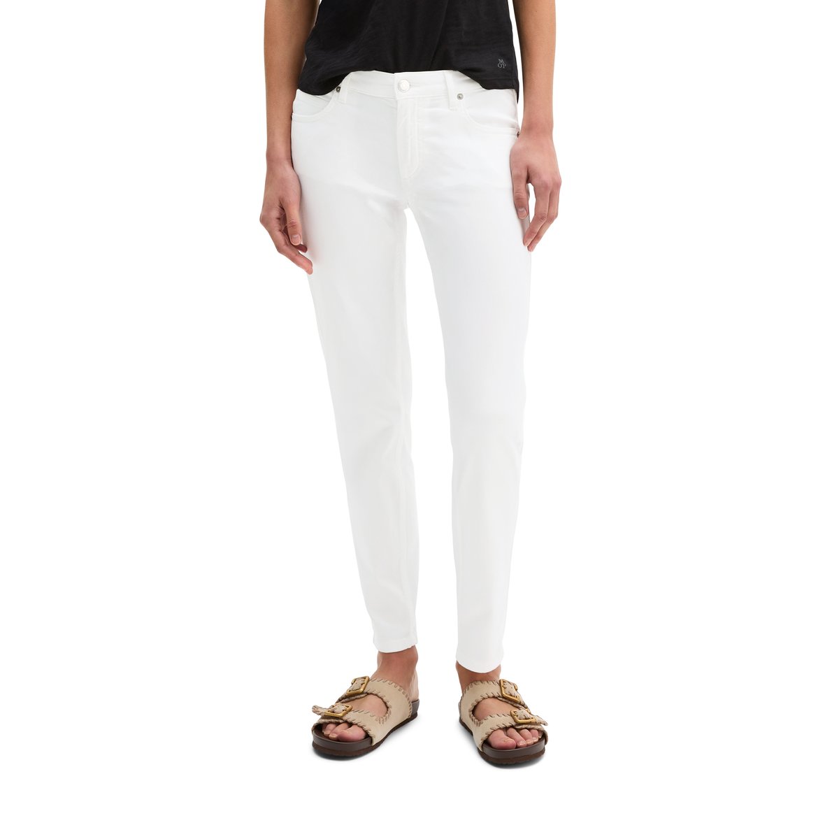 Pantalon modèle Lulea slim avec TENCEL™ Lyocell blanc, MARC O'POLO
