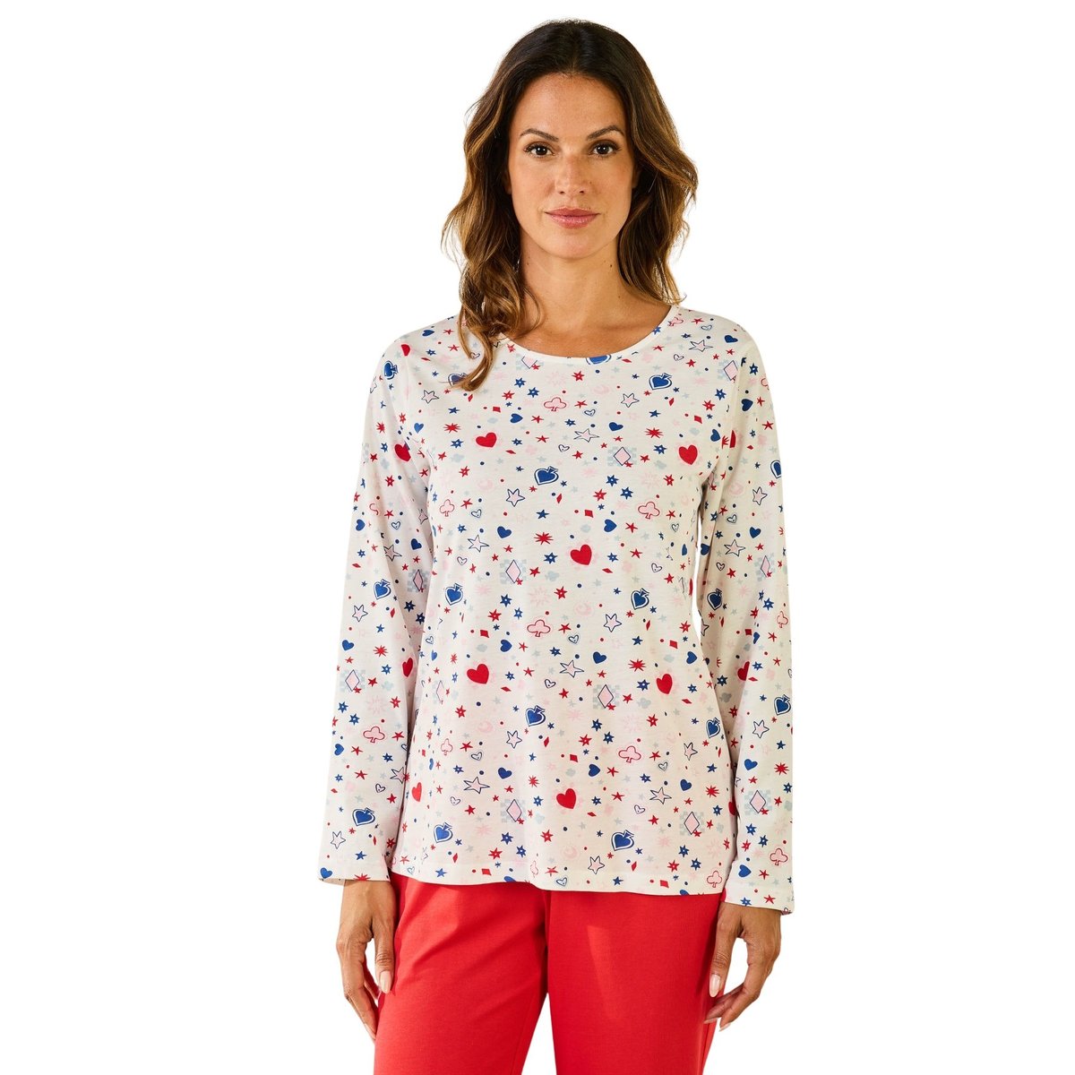 Tee-shirt de pyjama coton imprimé bleu, DAXON