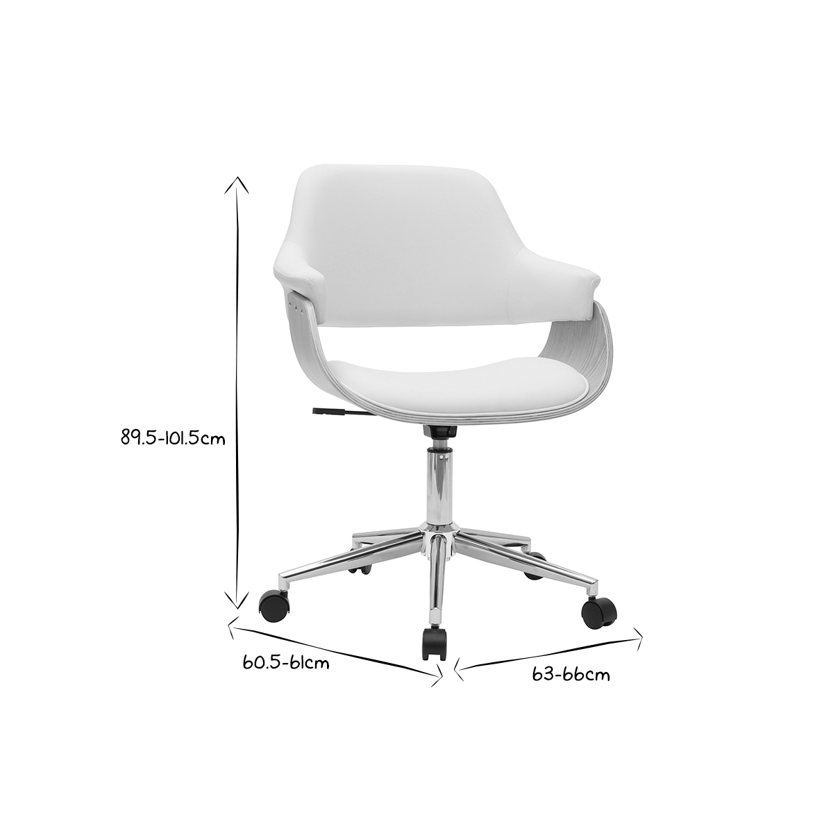 Chaise de bureau à roulettes design HANSEN blanc, MILIBOO