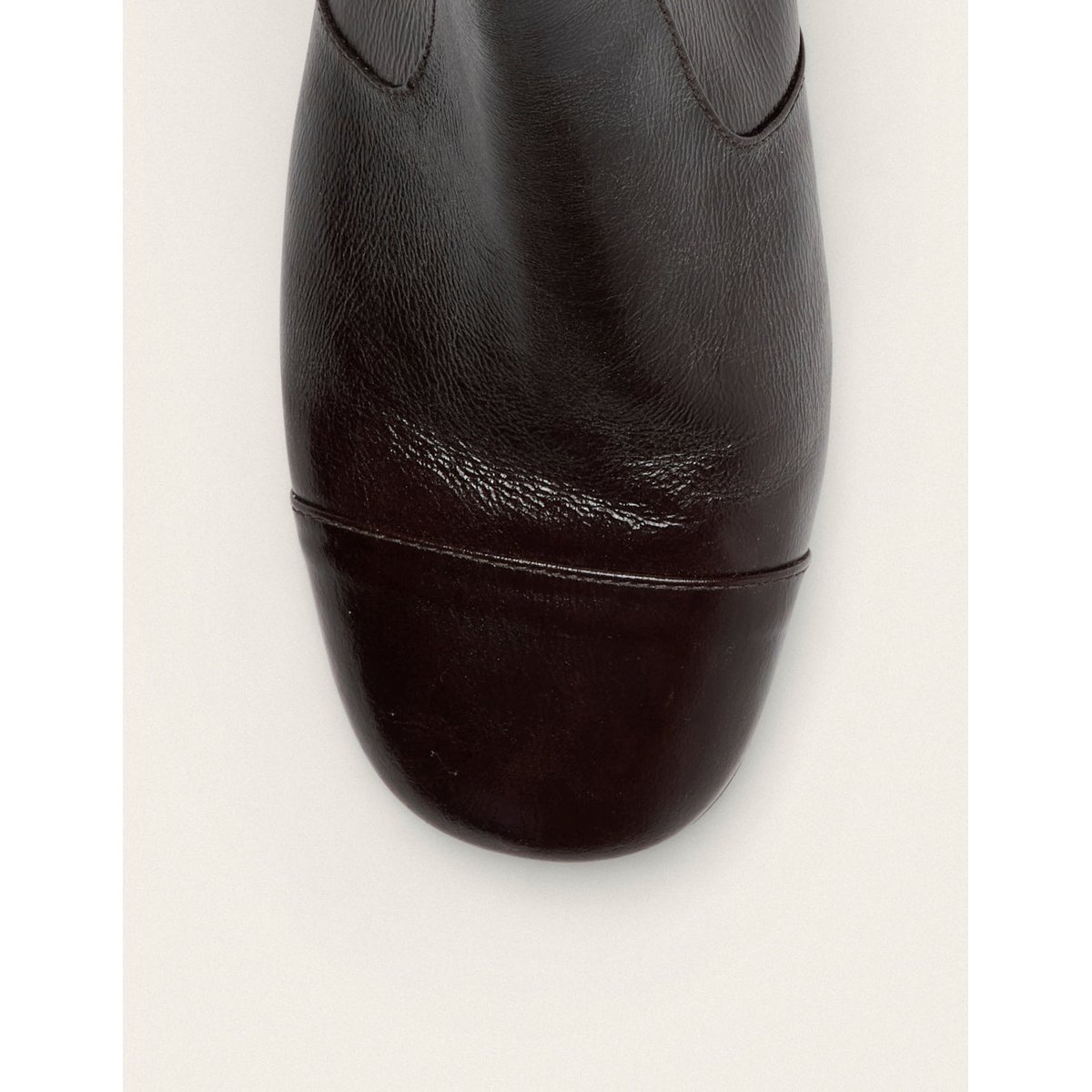 Bottines FIBI cuir plissé verni chocolat, ODAJE