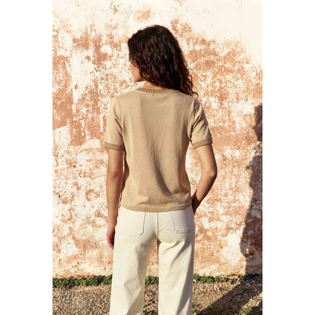 Pull col rond uni MISSY 13-beige, LA PETITE ETOILE
