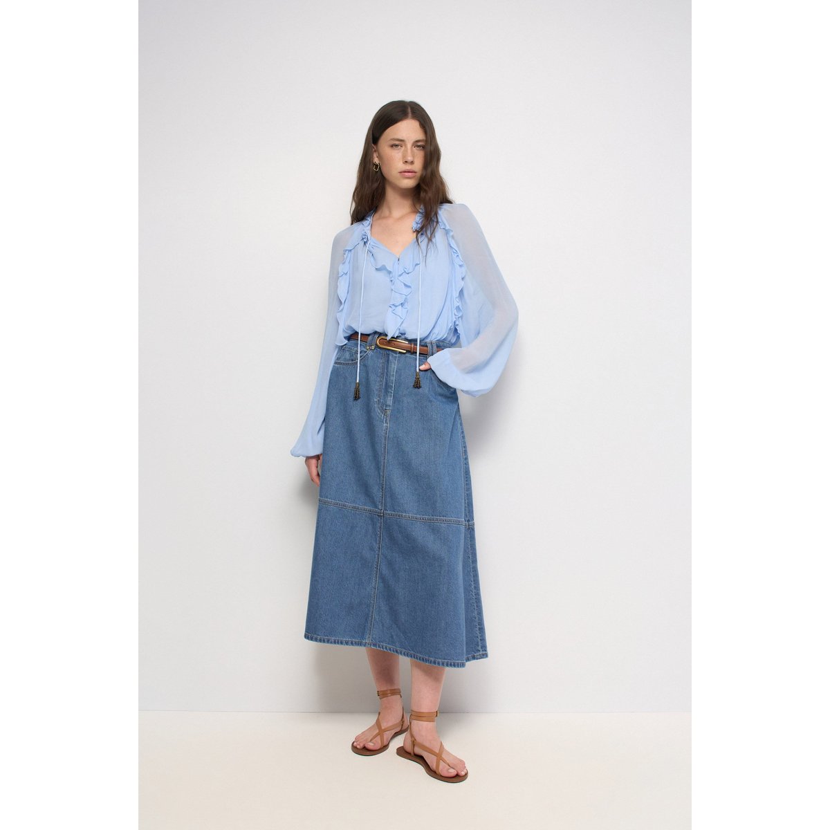 JUPE MIDI EN LIGHTDENIM bleu, SALSA JEANS
