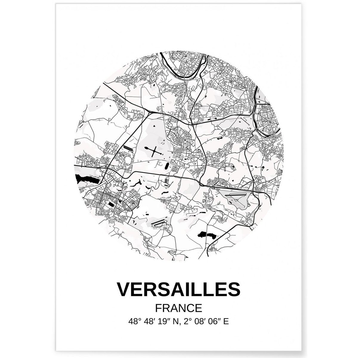 Affiche Carte Versailles blanc, L'AFFICHERIE