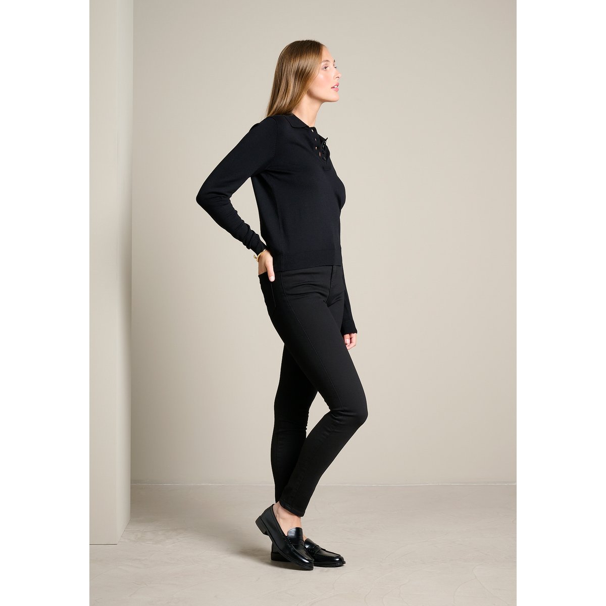 Jean skinny taille haute noir, LOLALIZA