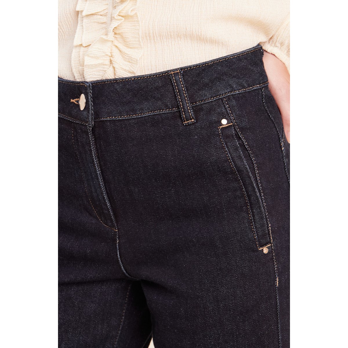 Jean droit taille haute 7/8ème denim brut, BREAL