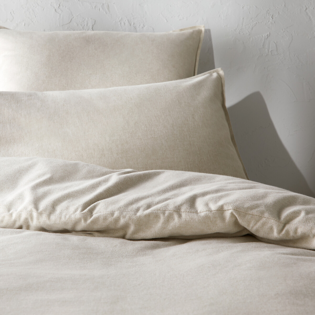 Bettbezug Clara für Kinder, Baumwollflanell beige meliert, LA REDOUTE INTERIEURS
