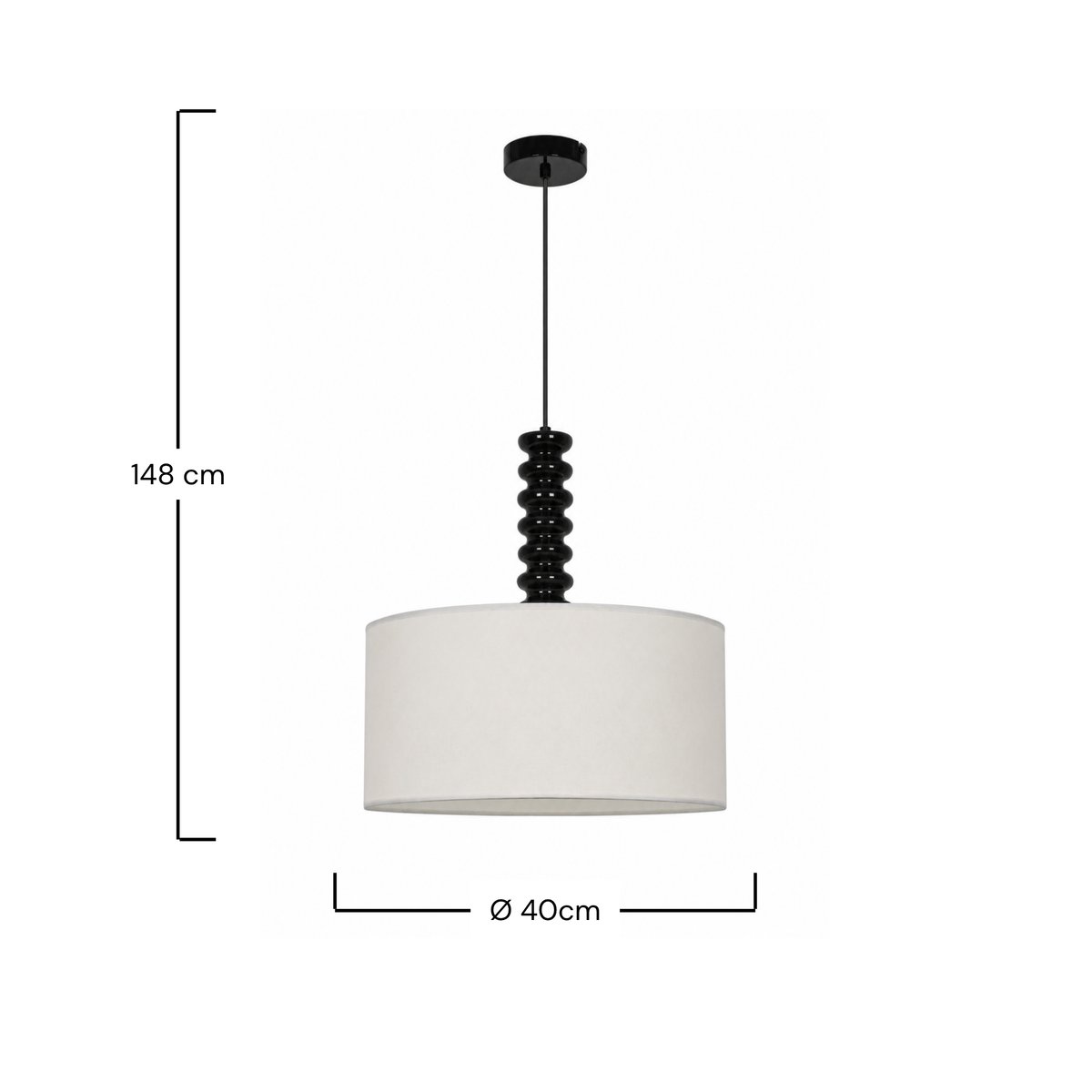 Suspension en tissu et métal 40 cm - RAVEL blanc, MAISON PAVANE