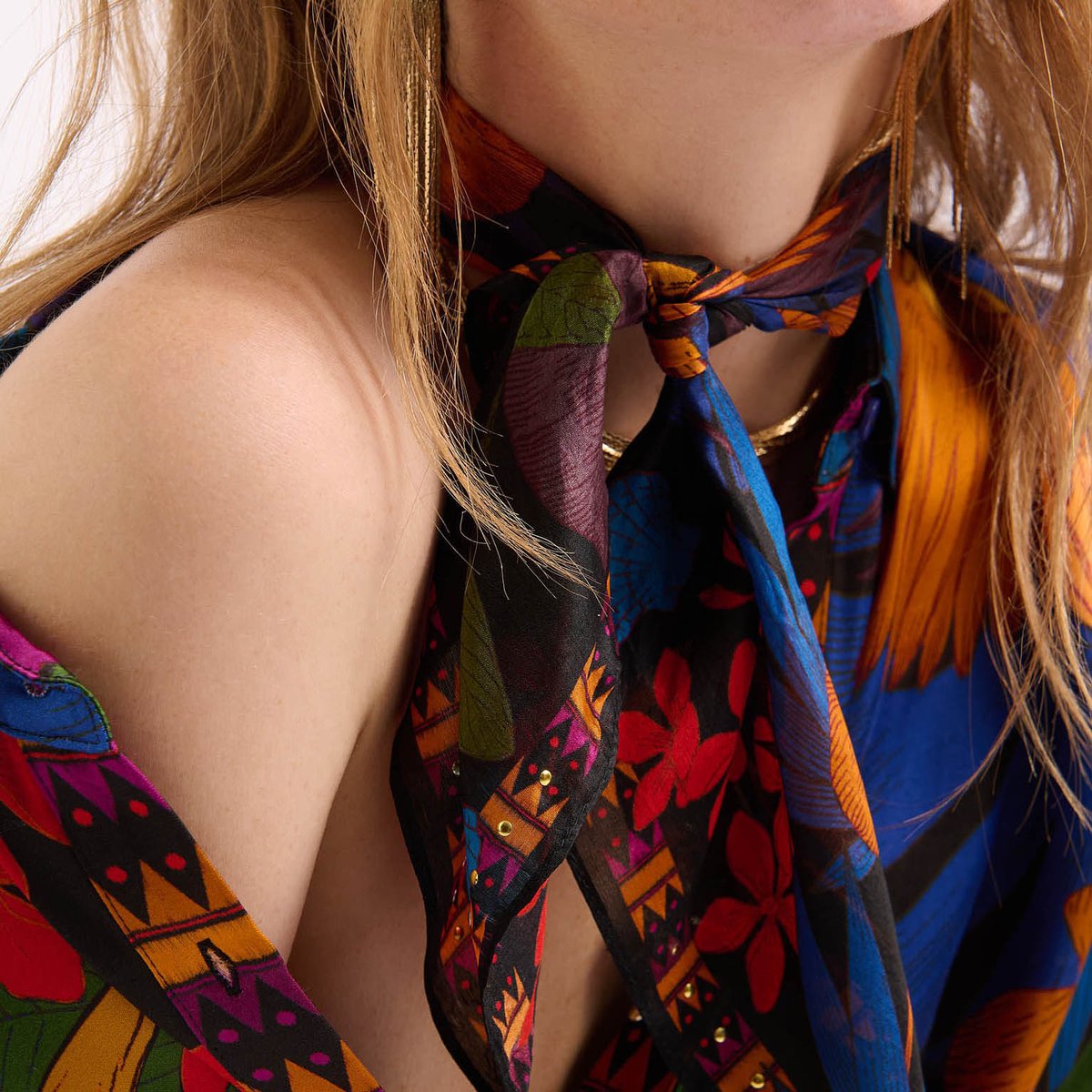 Mini Foulard à motifs PETAL noir, WILD