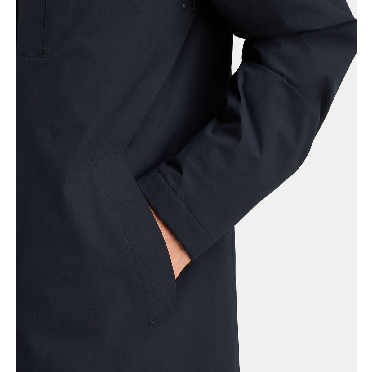 Parka mi longue bielo déperlante à capuche bleu marine, COMPTOIR GL