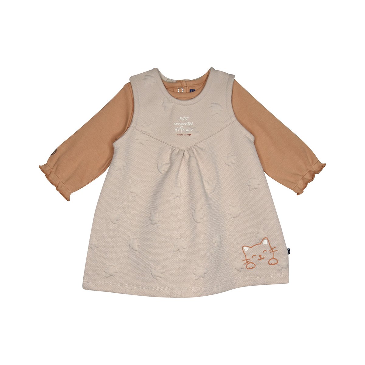 Tshirt robe soline maille bebe beige, SUCRE D'ORGE