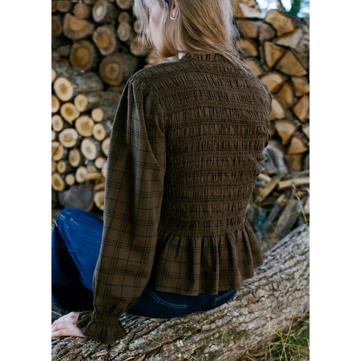 Blouse froncée volant vert, MANGO TEEN