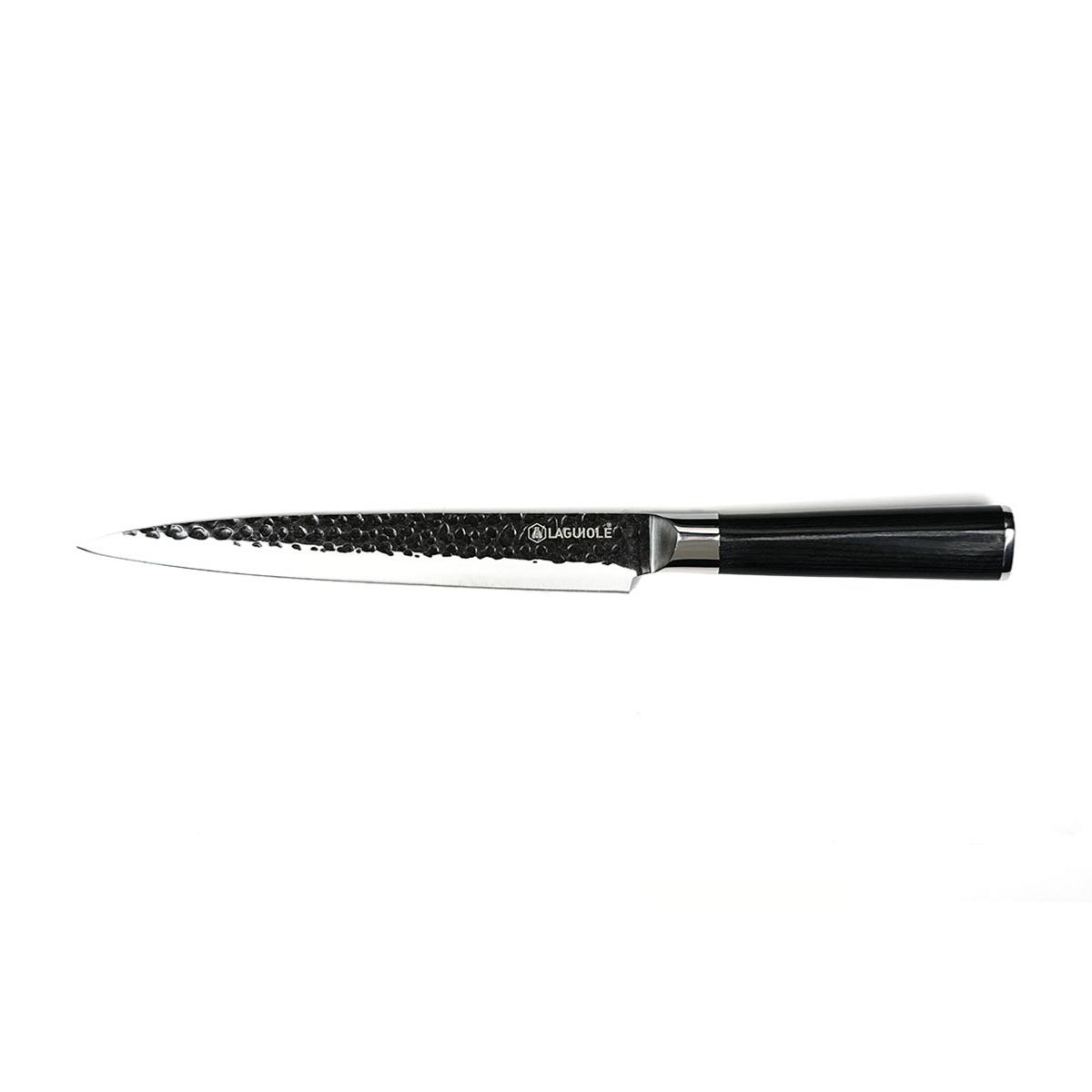 Couteau à trancher noir 34cm avec étui - "Sen" couleur unique, LAGUIOLE CUISSON