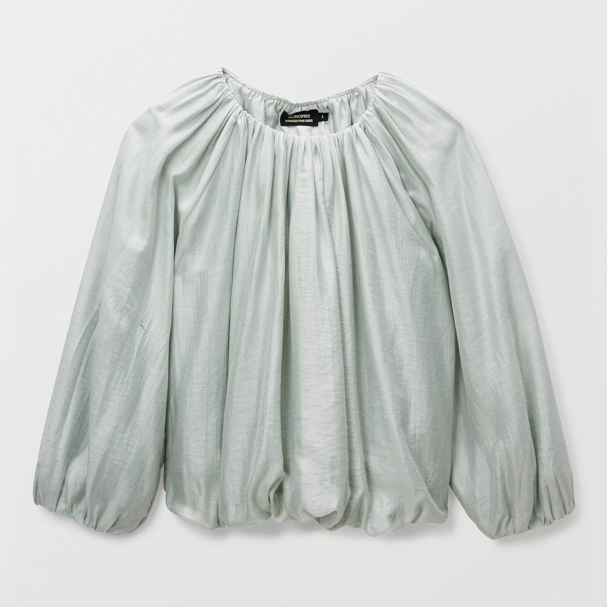 Blouse manches longues unie gingko, MONOPRIX