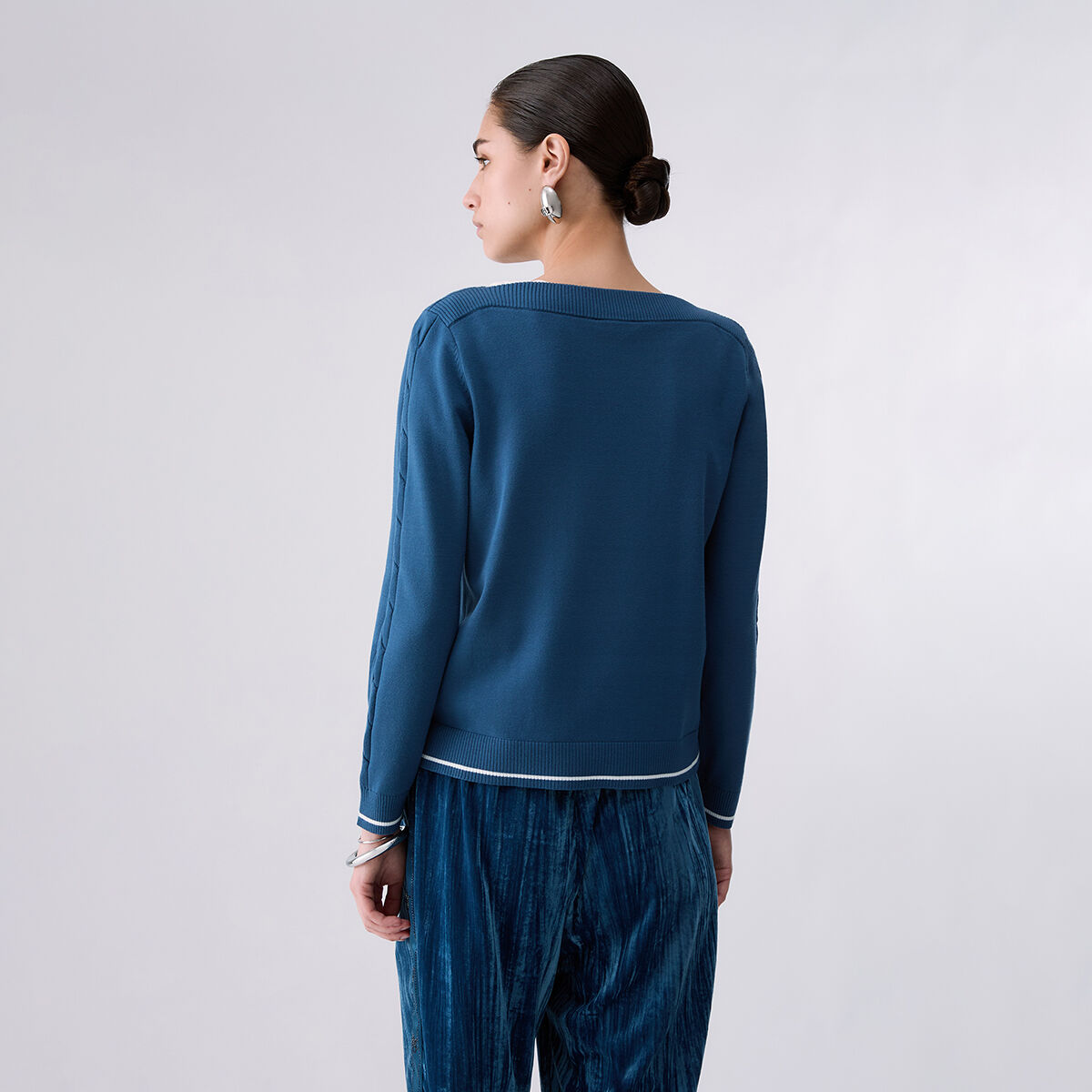 Pull avec Finitions Contrastées bleu, LIU JO