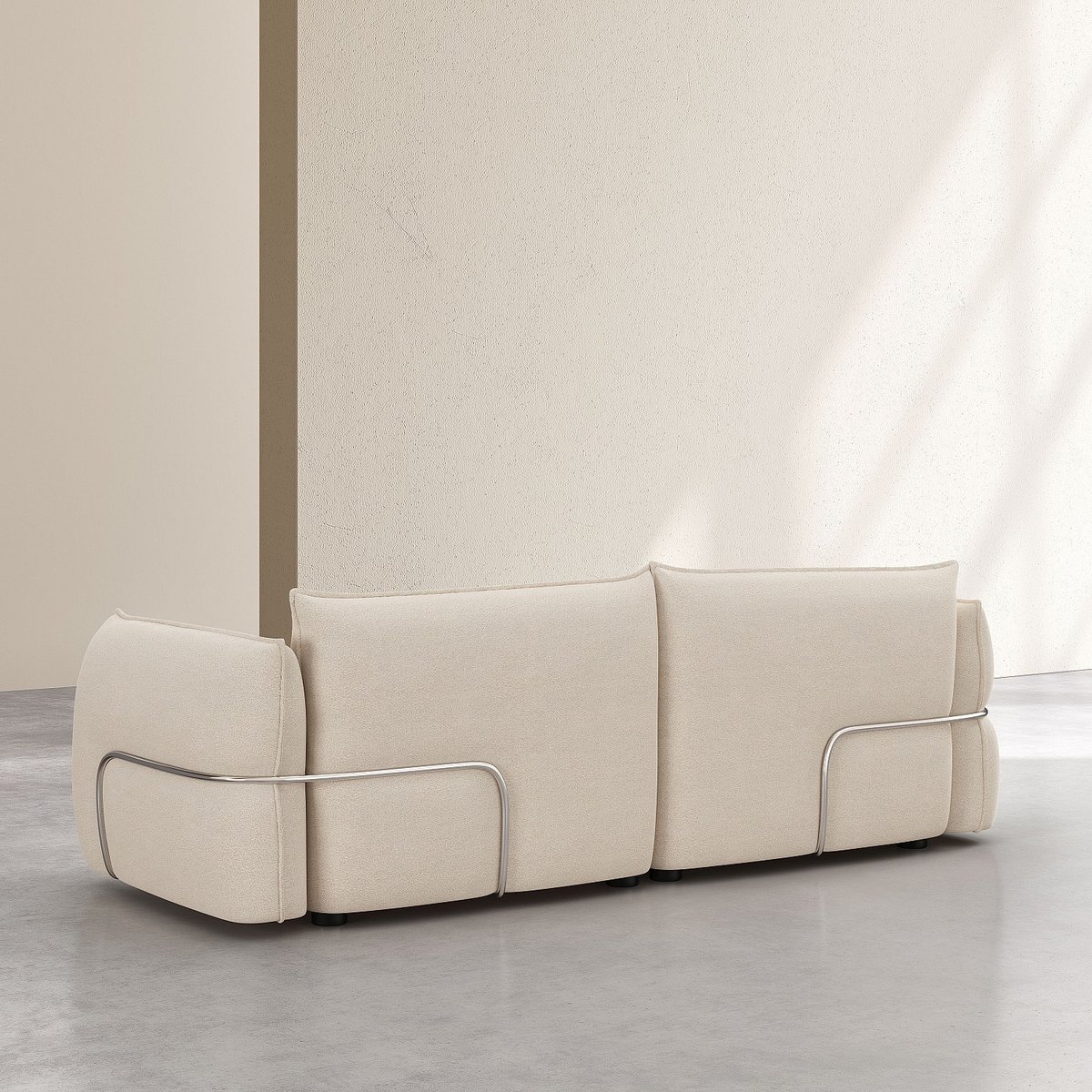 Canapé fixe polyester CELESTE beige, HABITAT