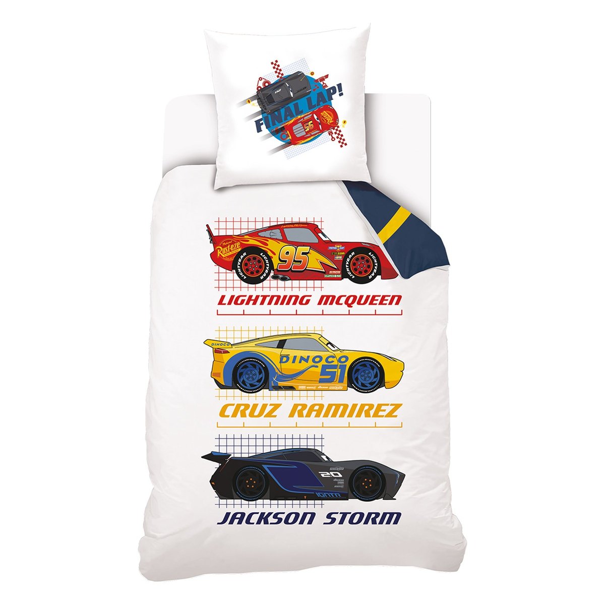 Parure de lit Cars Disney, FLASH RAMIREZ STORM blanc, DISNEY