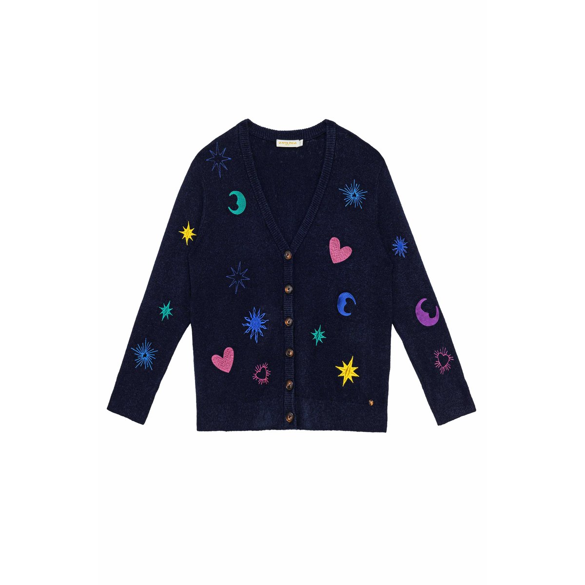 Gilet col rond imprimé broderie MOKA 25-marine, LA PETITE ETOILE
