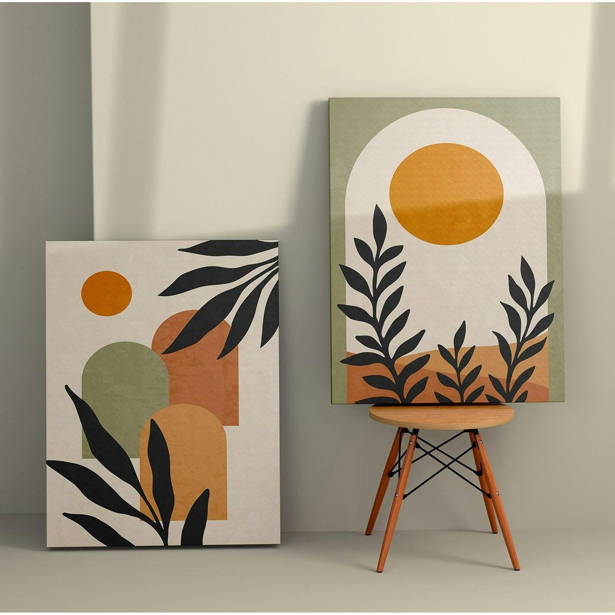 Tableau abstrait soleil et tons nature – moderne (set de 2) multicolore, PIER IMPORT