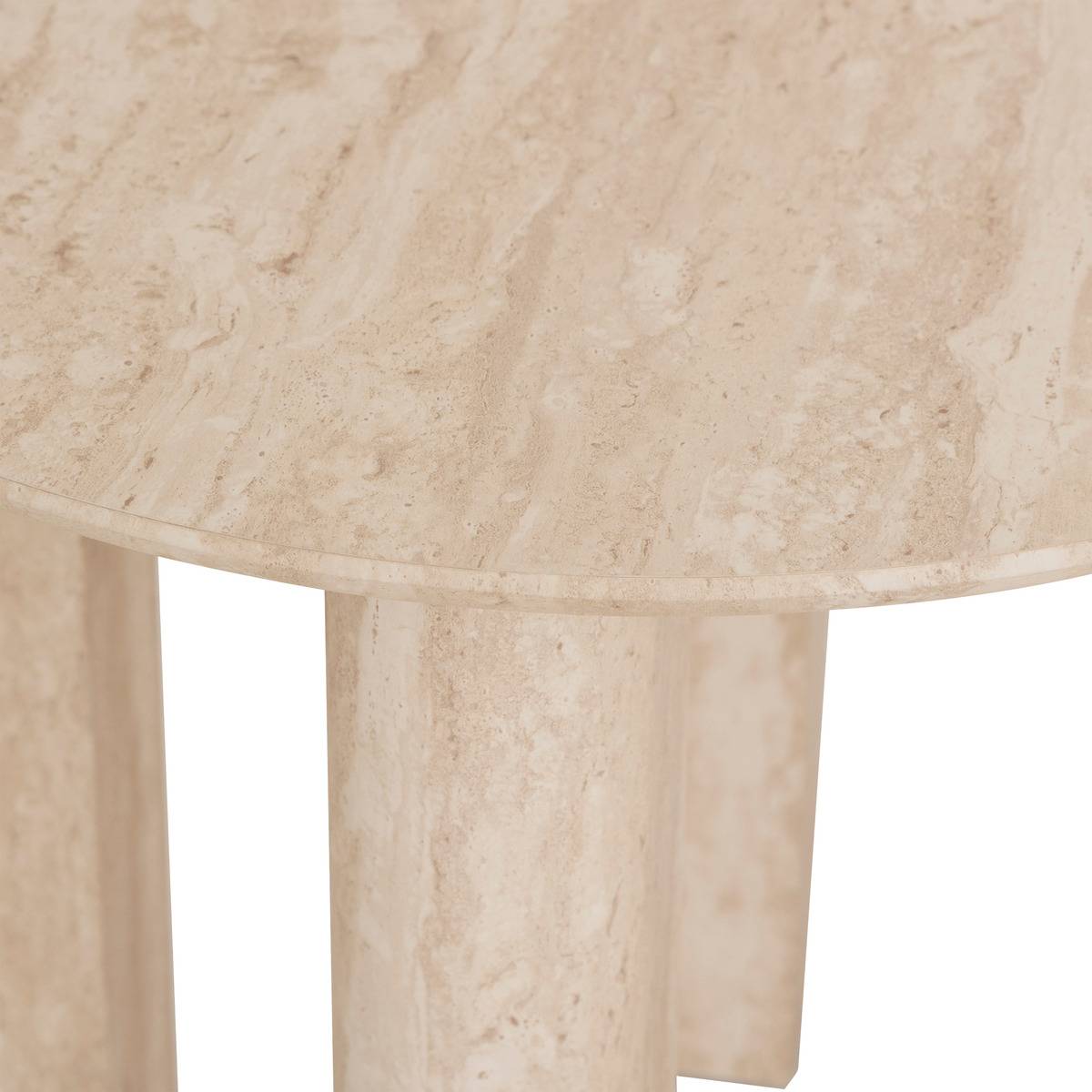Table d’appoint ronde effet travertin ANAYA beige, ATMOSPHERA