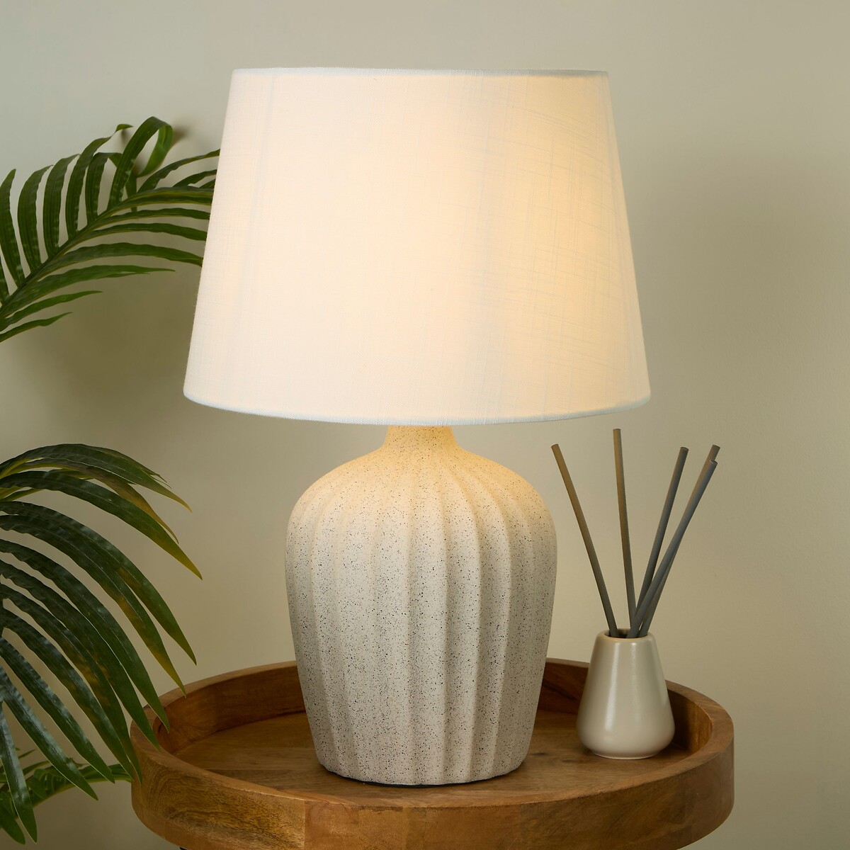 Pantin Large Fluted Ceramic Table Lamp with Tapered Shade cream, SO'HOME