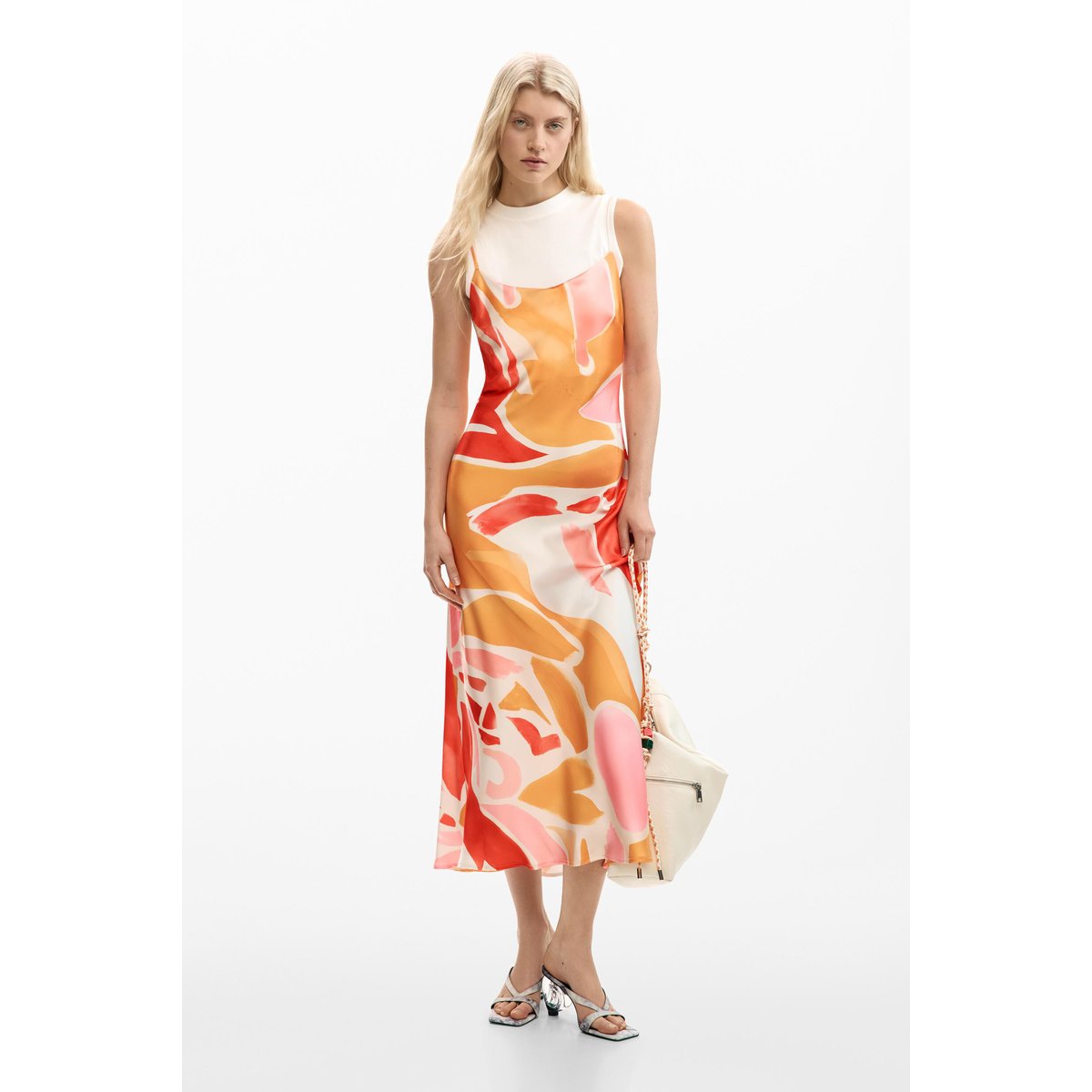 Robe 2 en 1 à bretelles orange, DESIGUAL