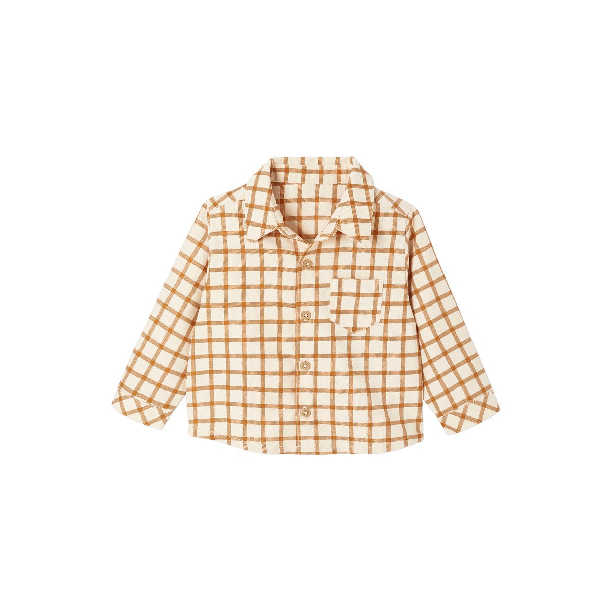 Chemise bébé vichy en velours caramel, VERTBAUDET