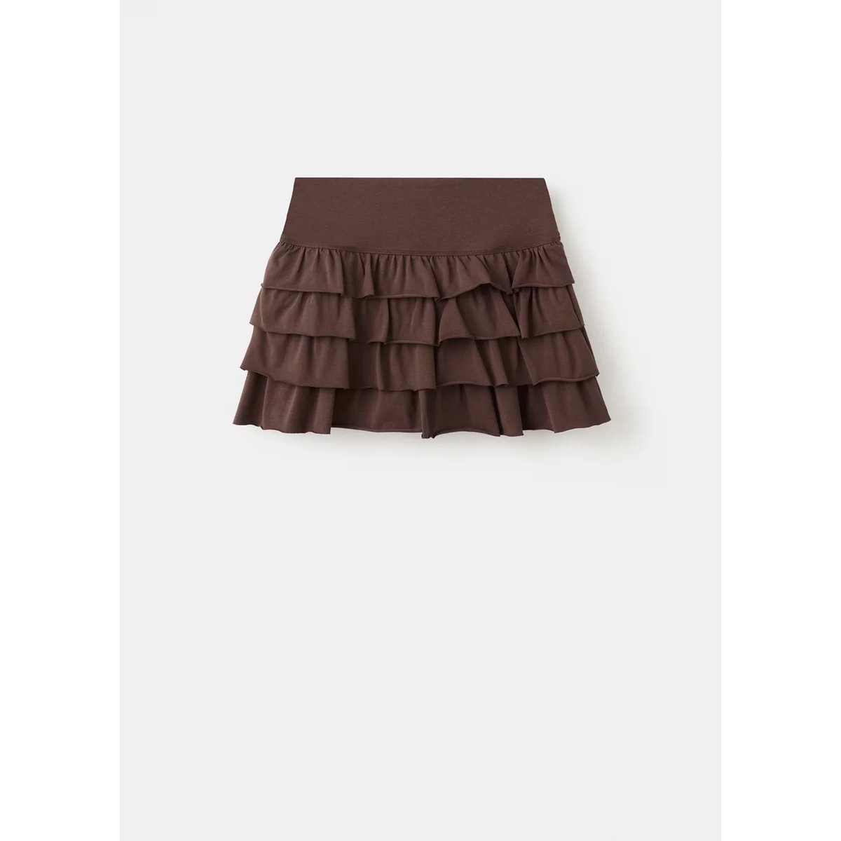 Jupe courte à volants marron, MANGO TEEN