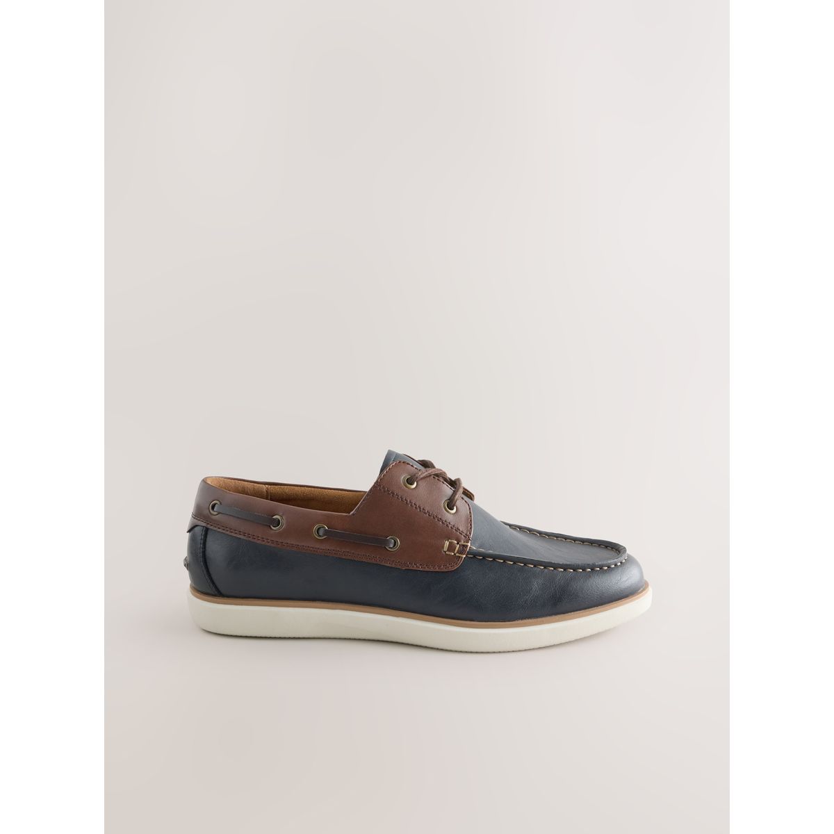 Chaussures bateau compensées confortables fauve/bleu marine, NEXT