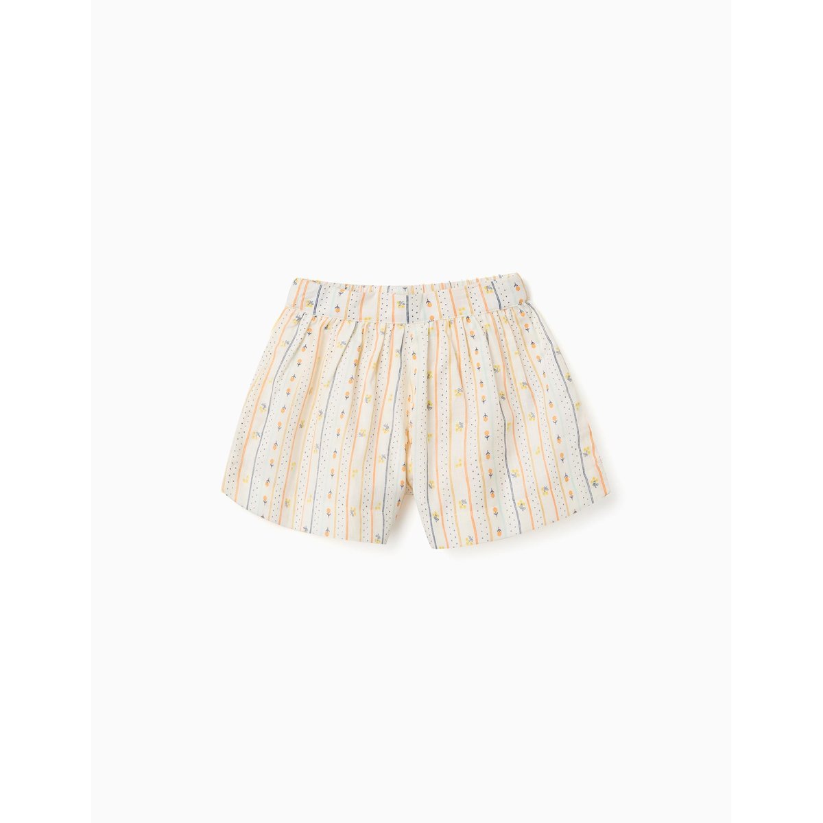 Short en coton avec fleurs et taille élastiquée beige clair, ZIPPY