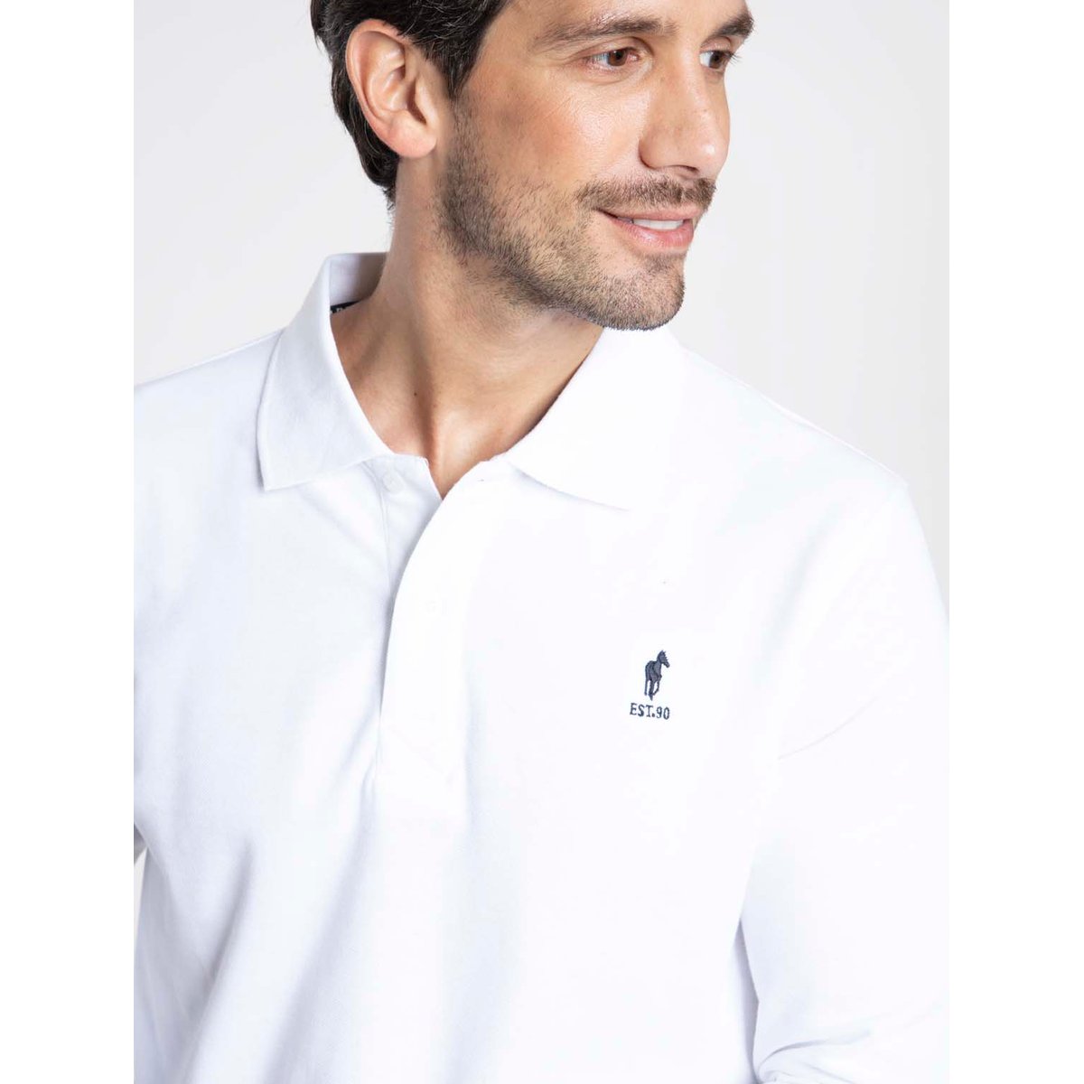 Polos manches longues en coton ORLEANS blanc, GENTLEMAN FARMER