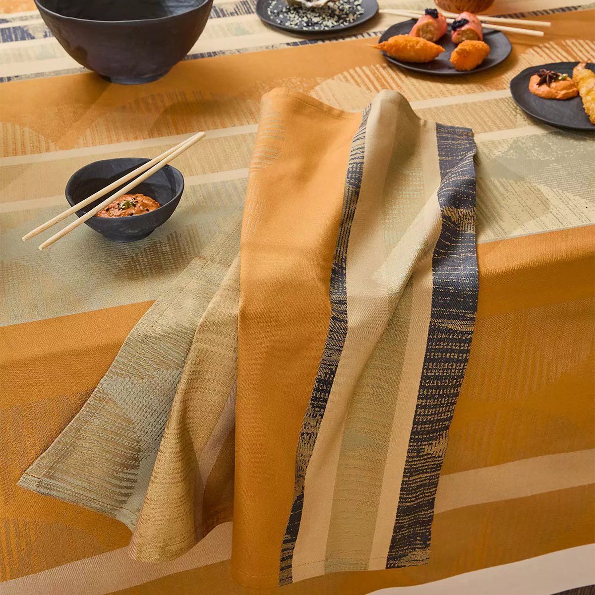 Serviette pur coton MILLE EDO cuir, GARNIER THIEBAUT