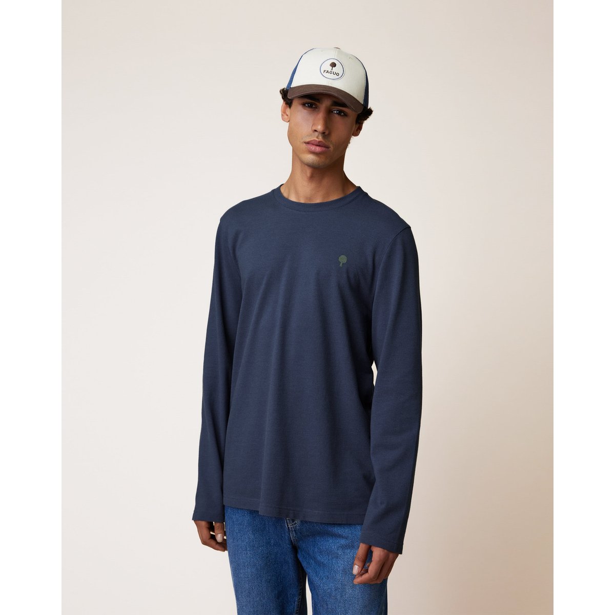 T-shirt en maille bleu marine et bleu, FAGUO