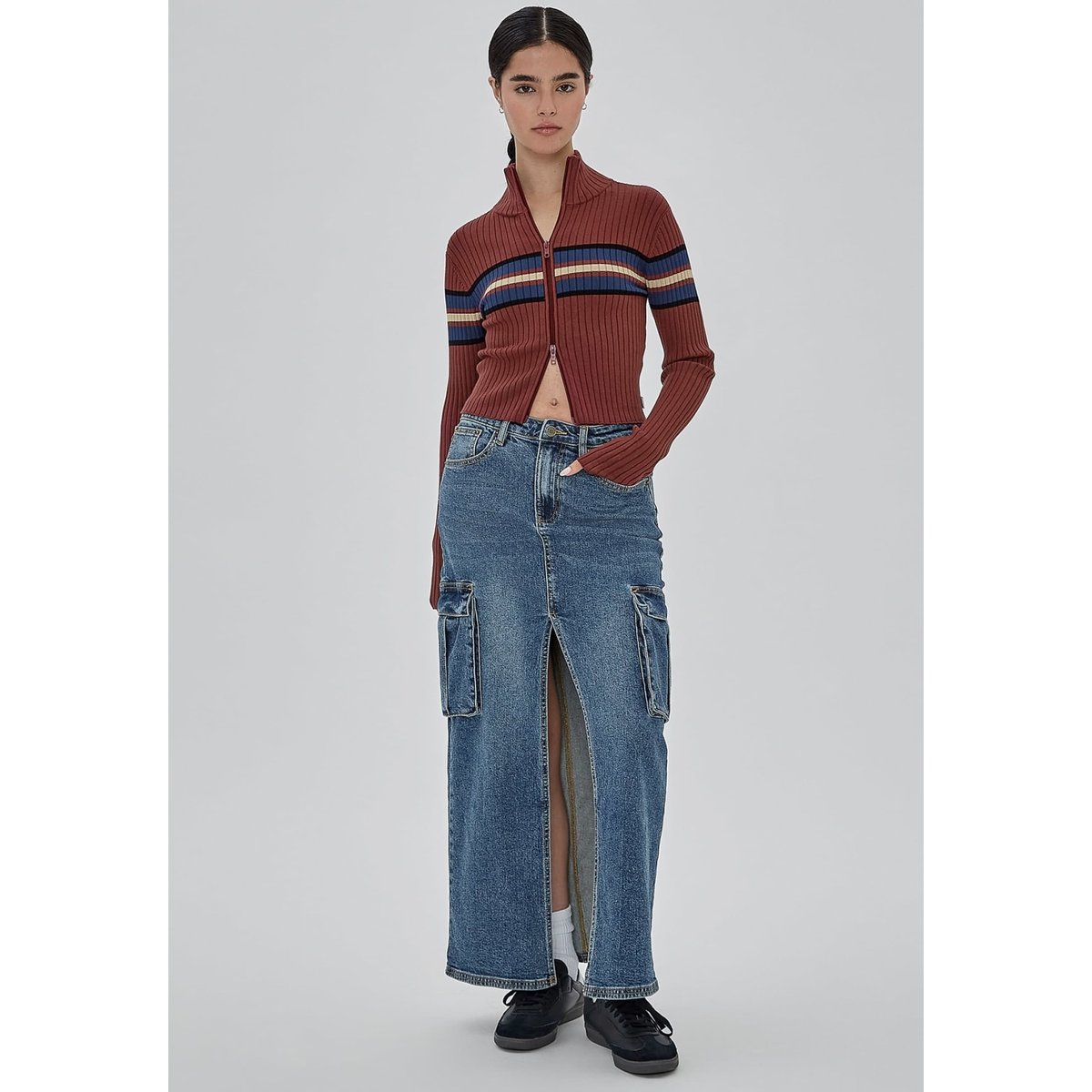 Jupe Longue En Jean bleu, GUESS