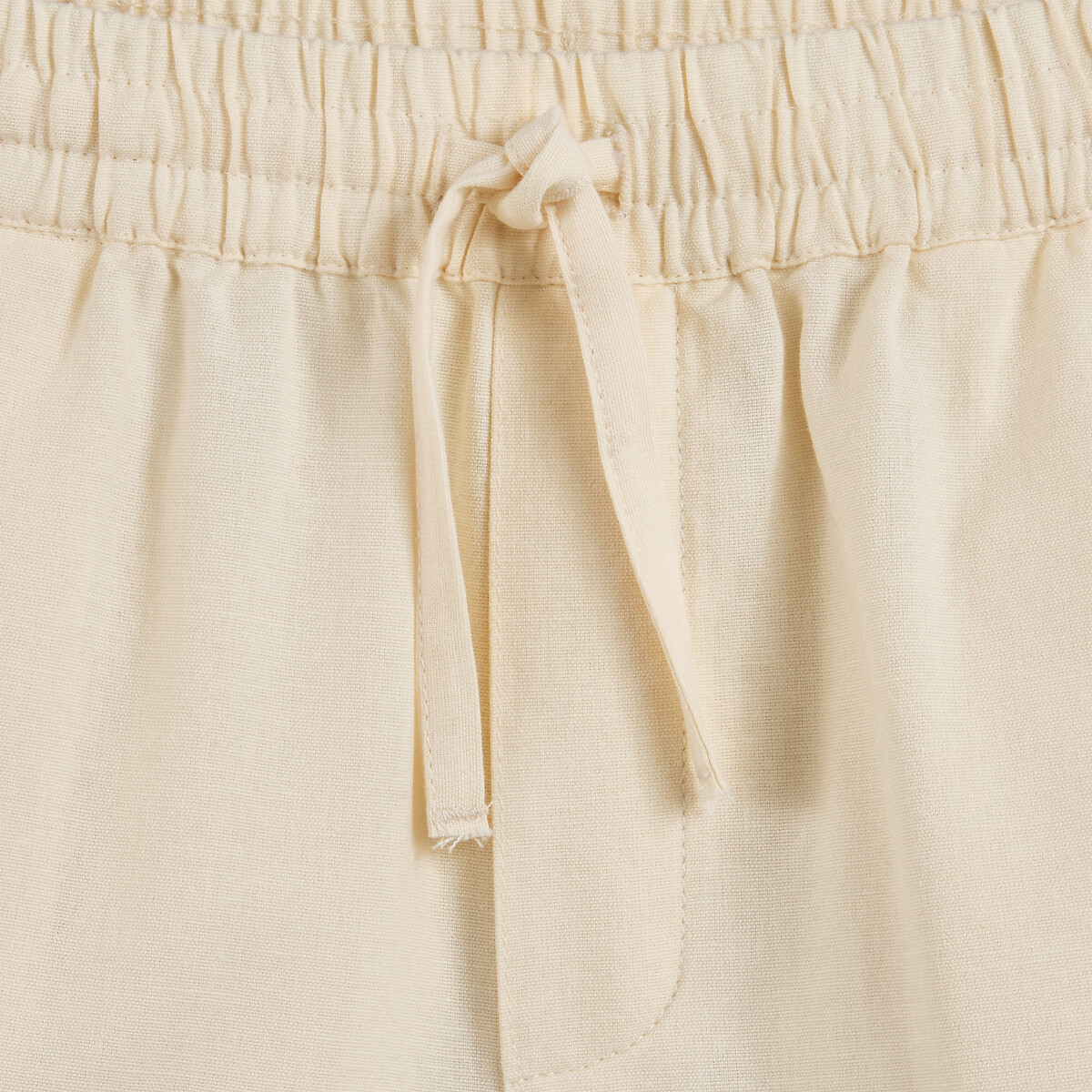 Bermuda taille élastiquée en coton et lin ecru, LA REDOUTE COLLECTIONS