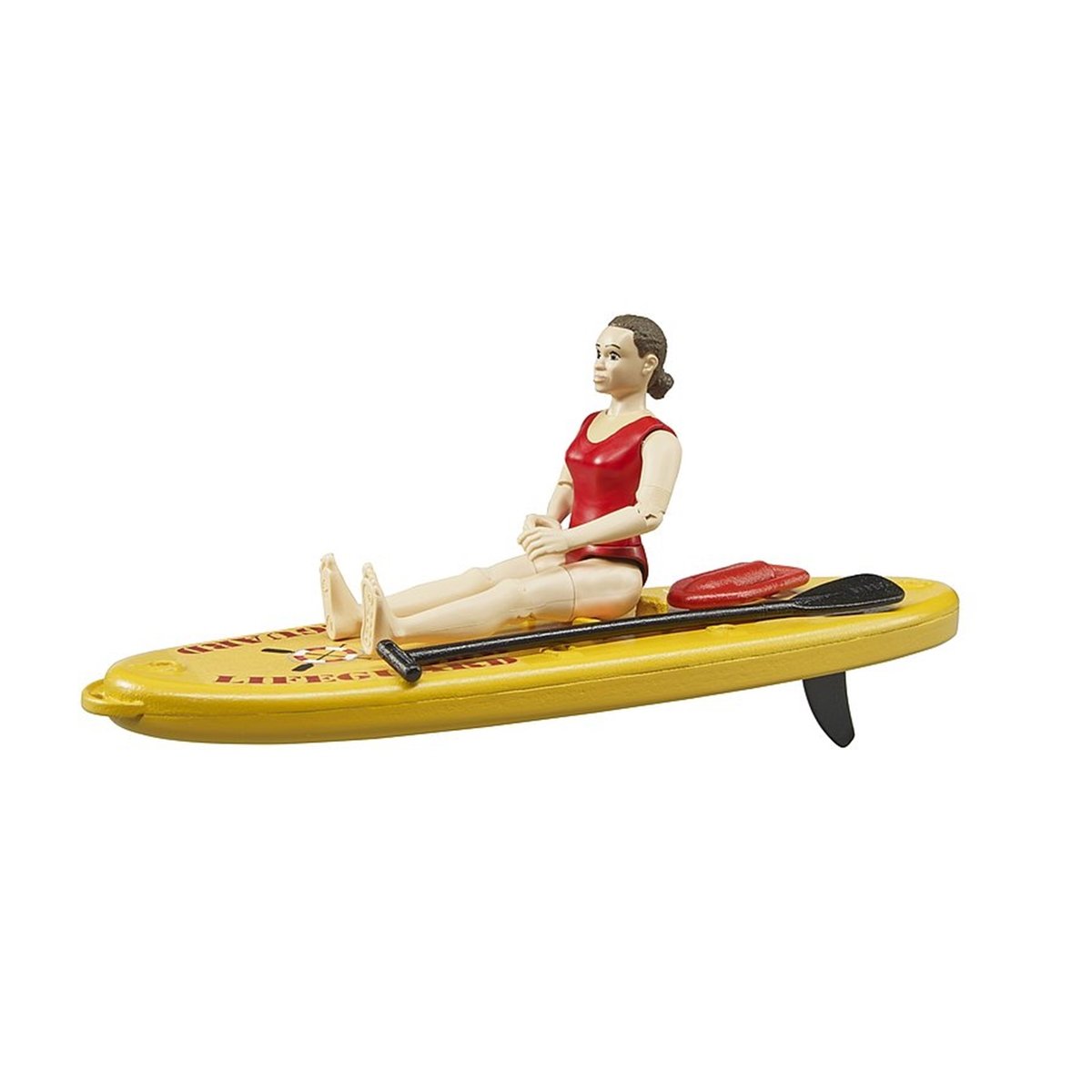 Maître-nageur bworld avec Stand up Paddle jaune et rouge, BRUDER
