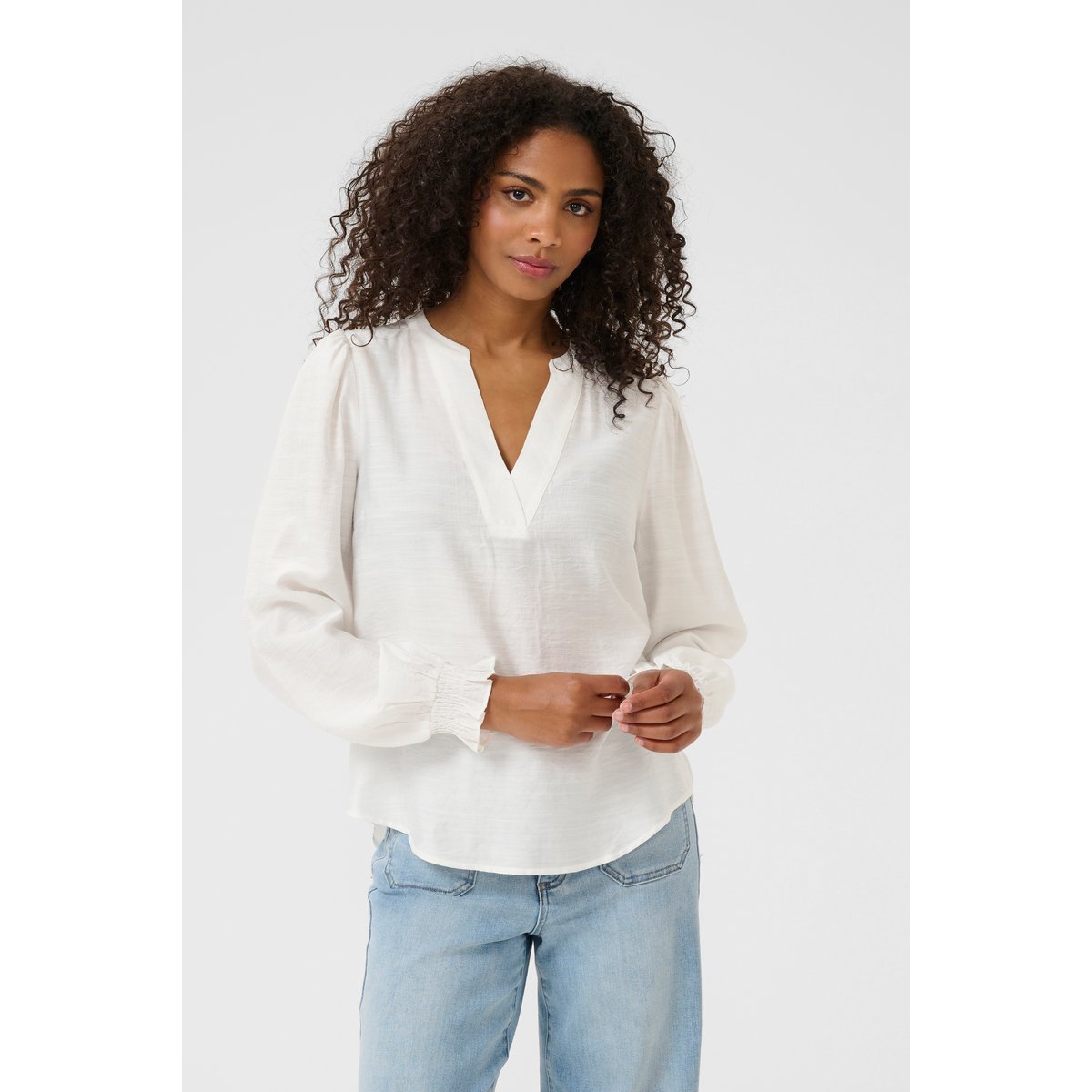 Blouse with long sleeve blanc chalk, KAFFE