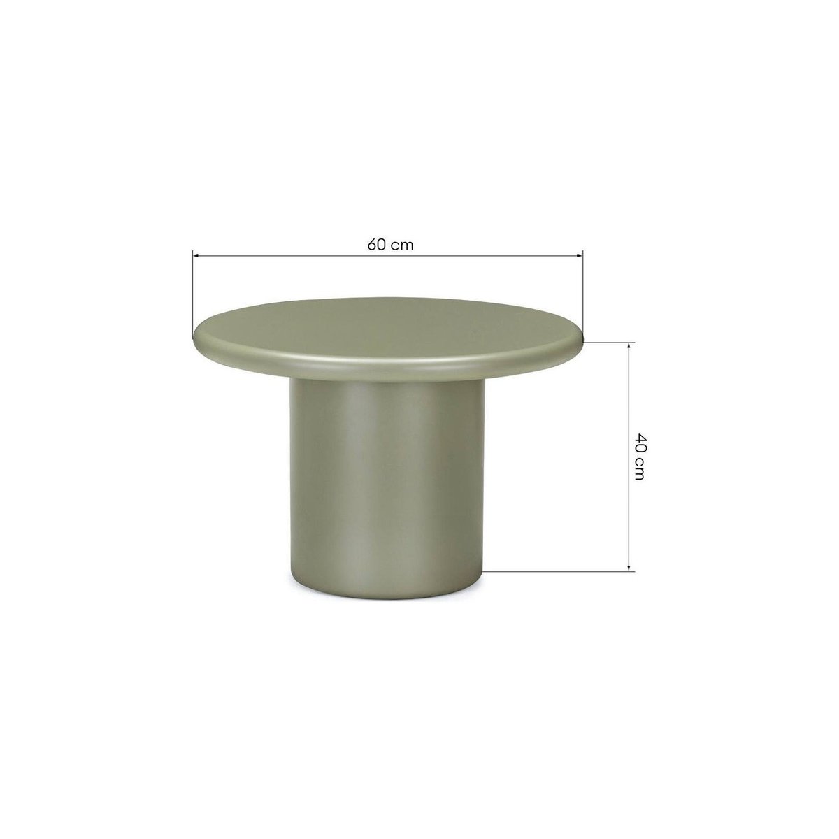 Table basse ronde collection HARP en bois vert olive mat, RECOLLECTION