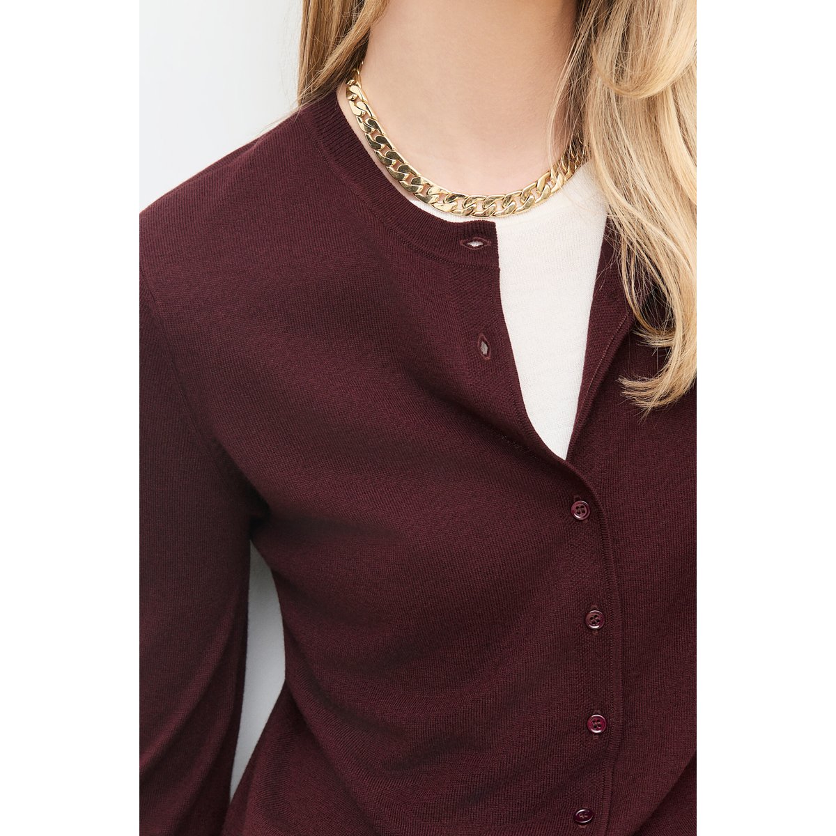 Pull droit col rond MADELINA bordeaux, CAROLL