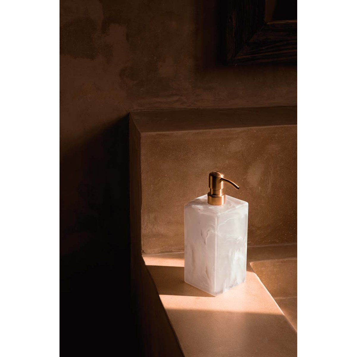 Distributeur de savon en résine ORGANIC rose blanc, BAZAR BIZAR