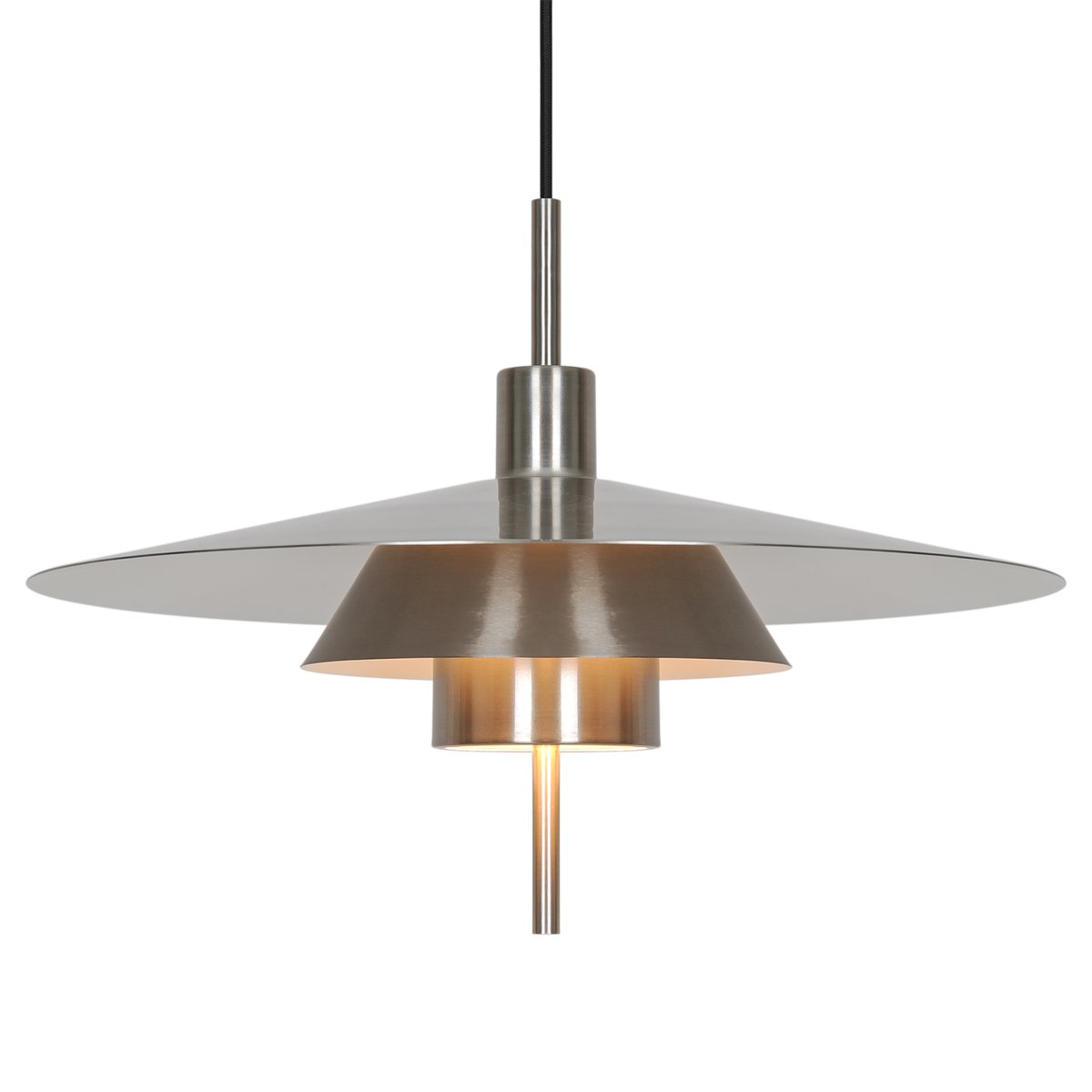 Suspension abat-jour superposé en métal, LATIKA chrome brossé, DESIGN FOR THE PEOPLE