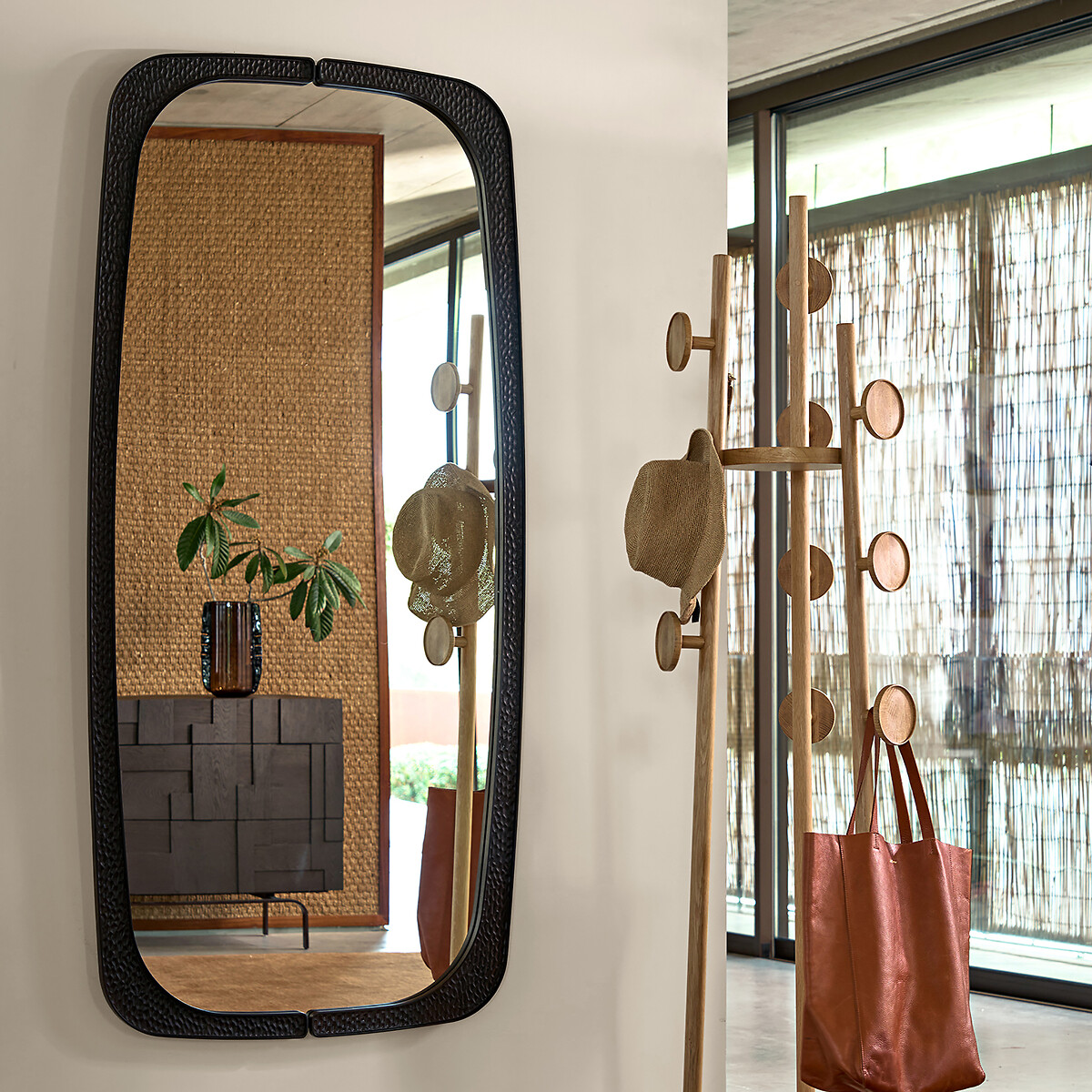 Miroir rectangulaire gougé H170 cm Kuchim café grillé, AM.PM