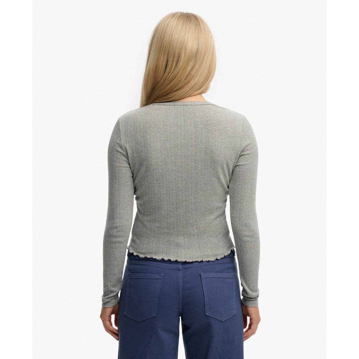 Cardigan Pointelle Athletic Essential gris chiné, SUPERDRY