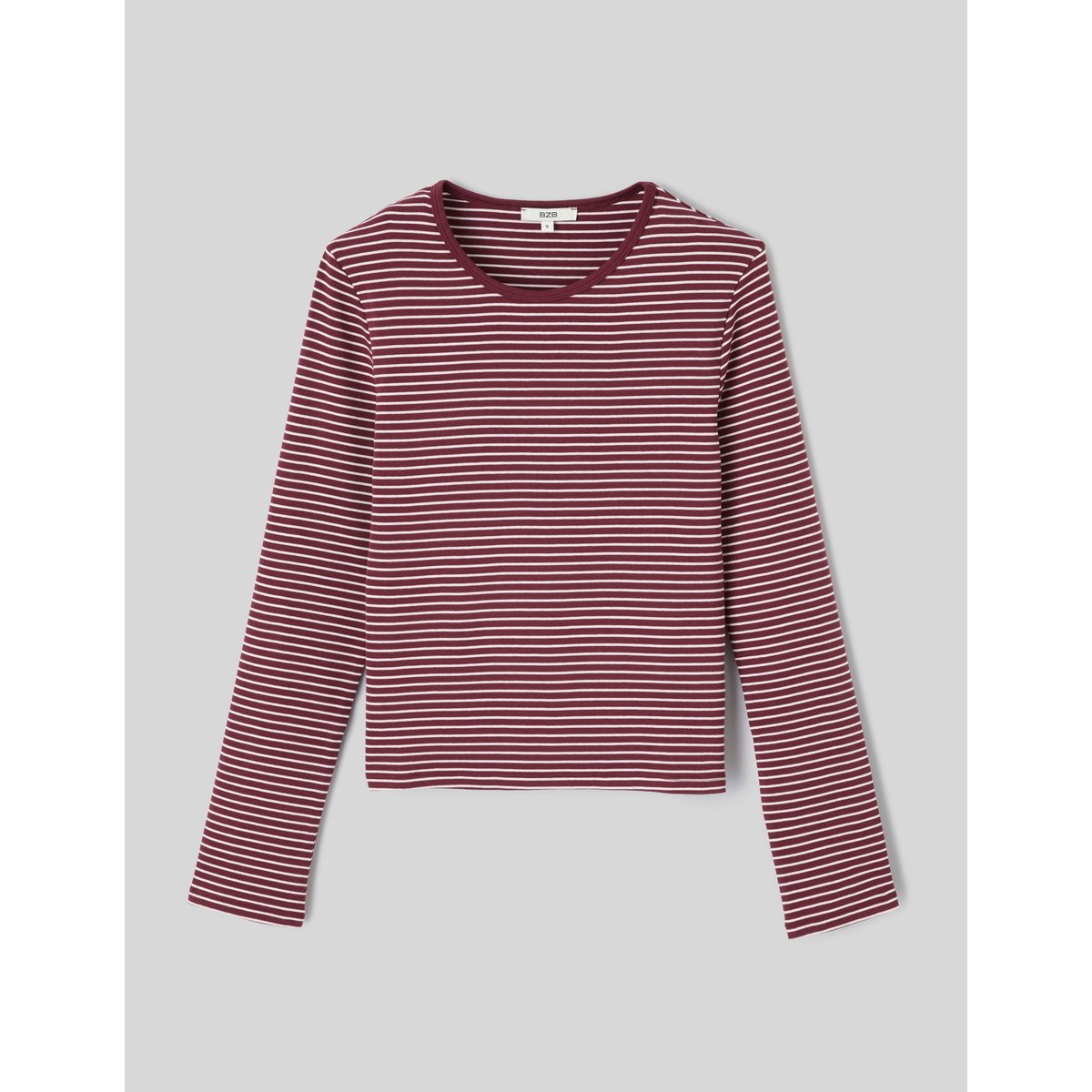 T-shirt rayé manches longues bordeaux, BZB