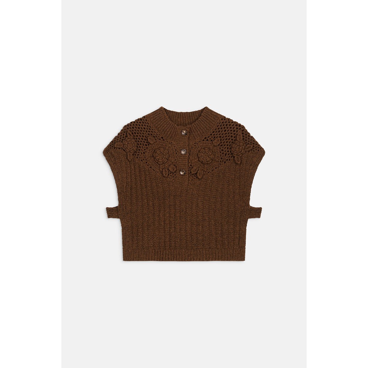 Pull sans manches brodé, SONGIA marron, LOUISE MISHA