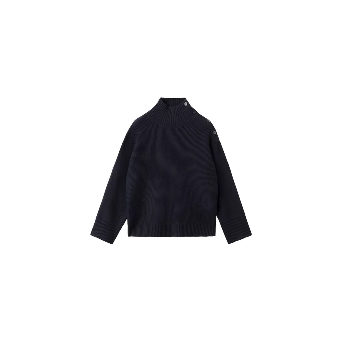 Pull col cheminée à boutons bleu marine foncé, MANGO