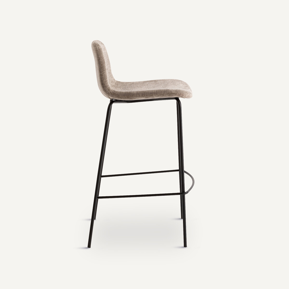 Chaise de bar, velours flammé, H75 cm, Tibby gris lunaire, AM.PM