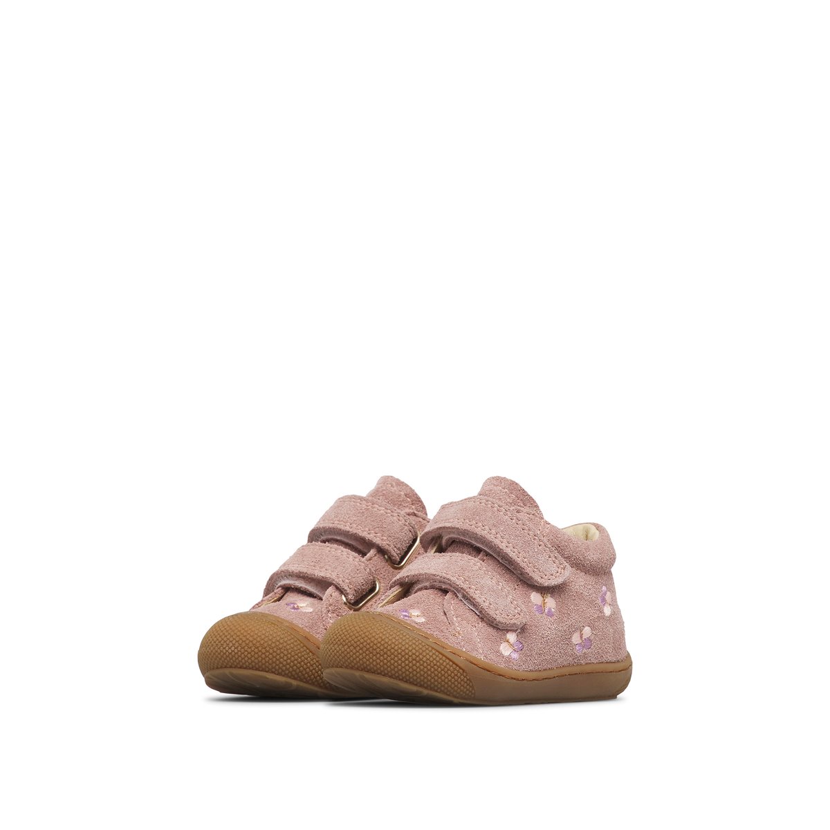 Chaussures premiers pas en suède COCOON VL EMBR.BUTTERFLY rose-marron, NATURINO