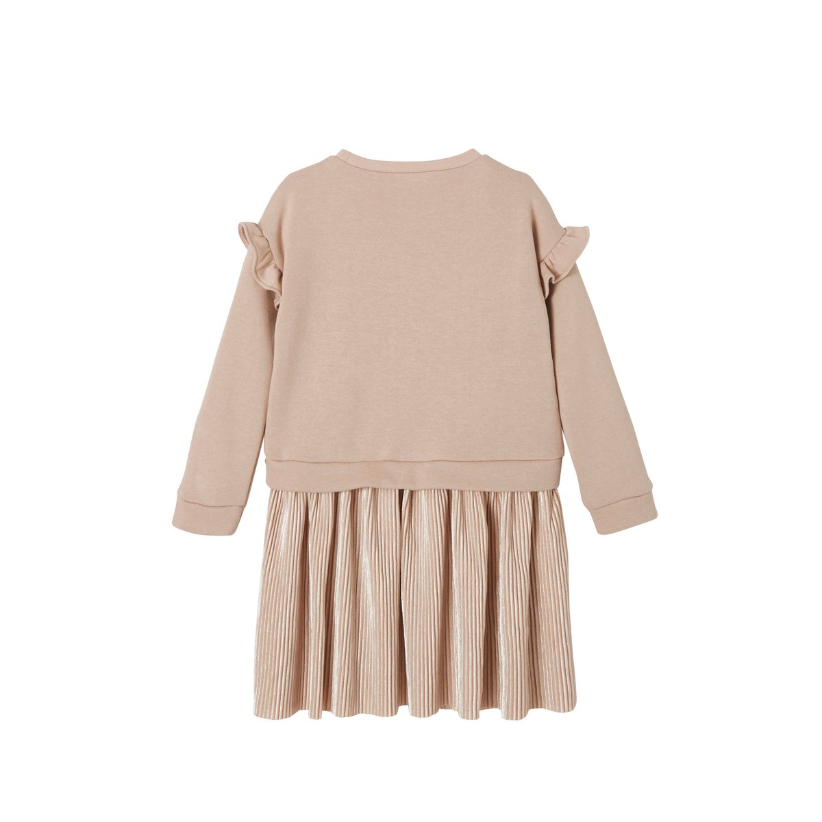 Robe de fête bi-matière étoiles en sequins rose, VERTBAUDET